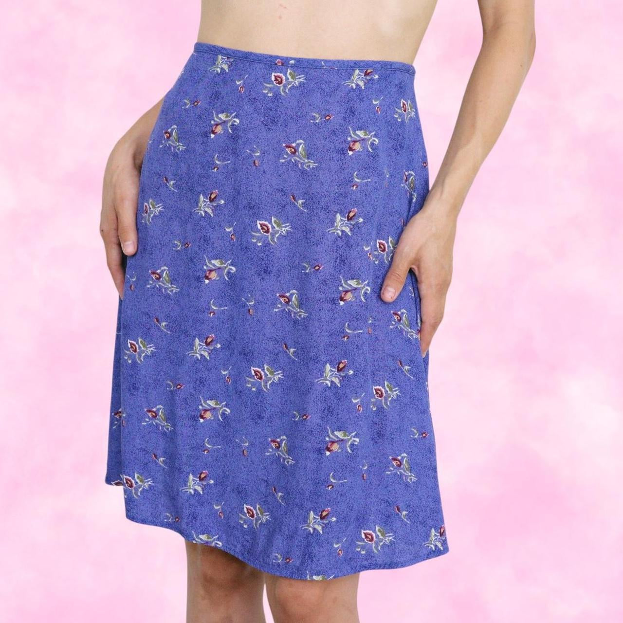 Blue Floral Midi Skirt