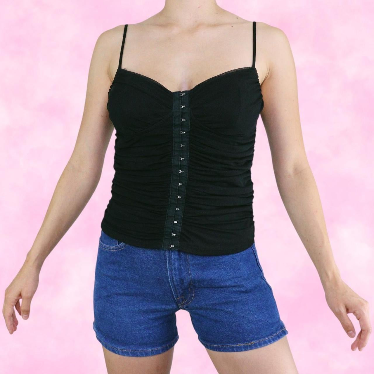 Black Hook and Eye Closure Mesh Cami Top