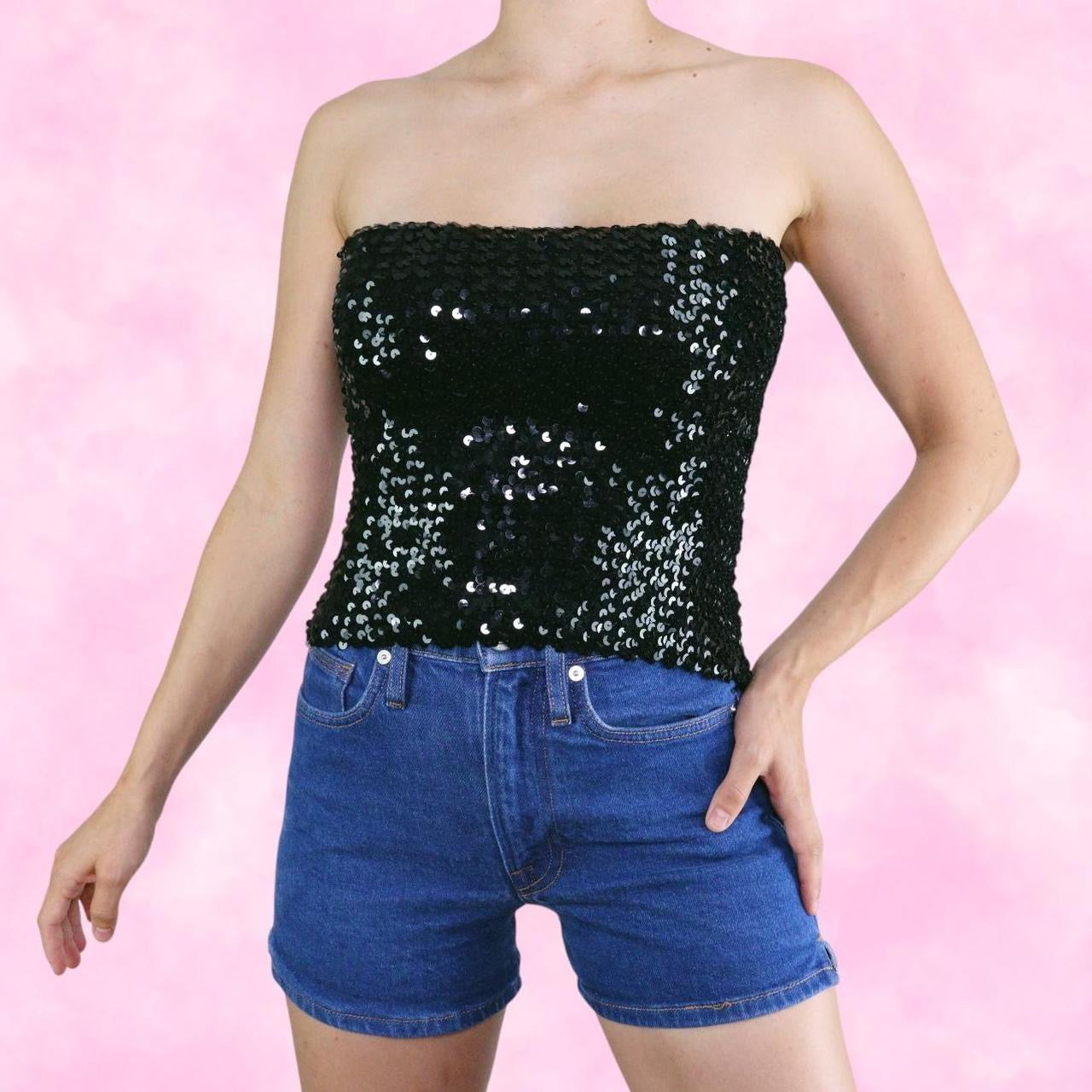 Black Sequined Tube Top