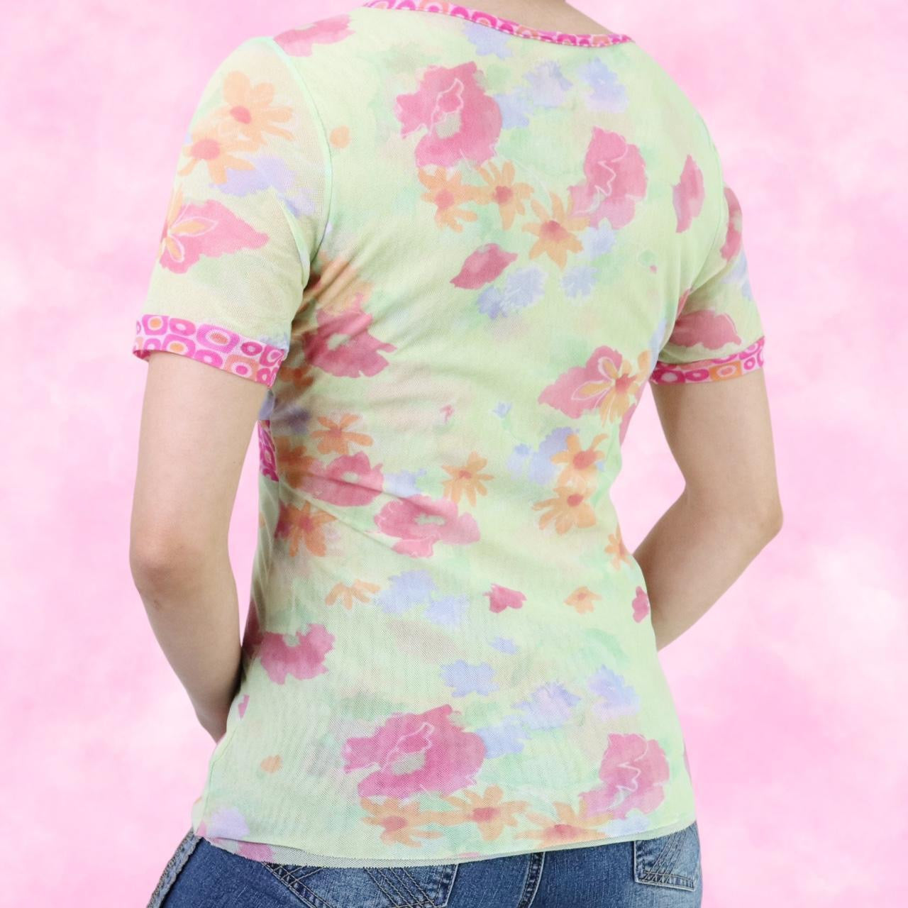 Groovy Floral Mesh Tee