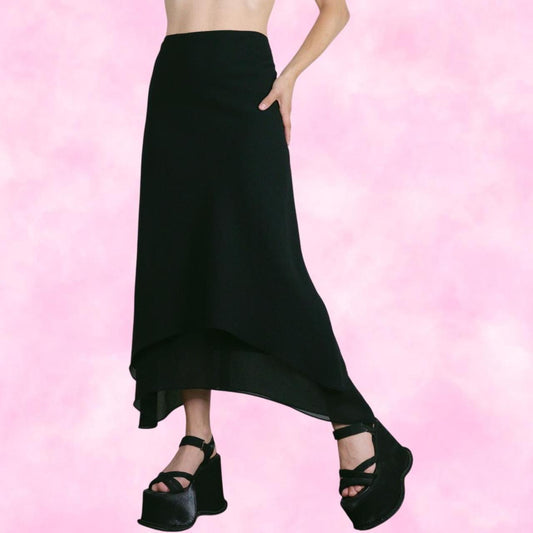 Black Asymmetrical Maxi Skirt