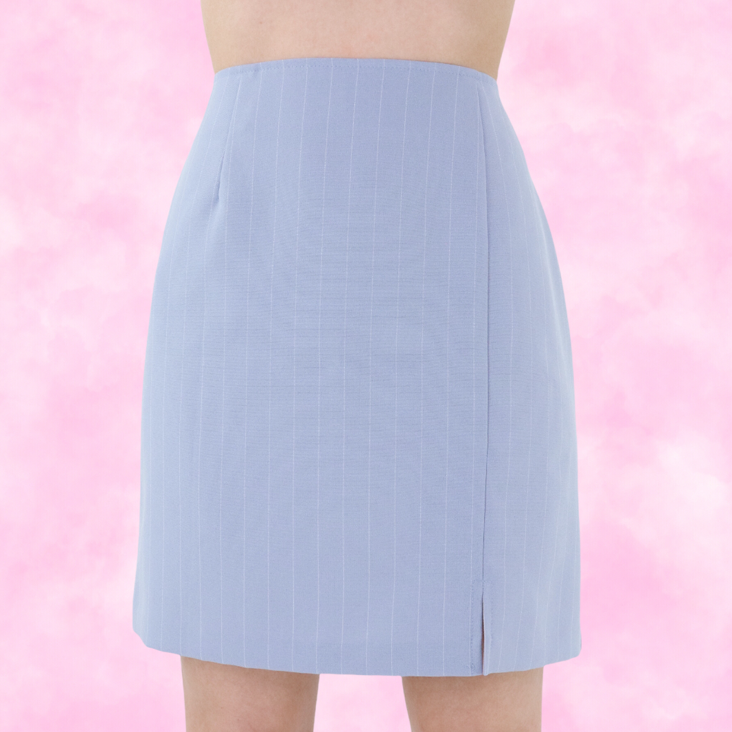 Light Grey Pinstripe Mini Skirt