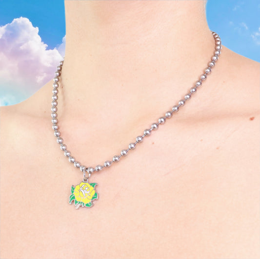 Happy Rose Ball Chain Necklace