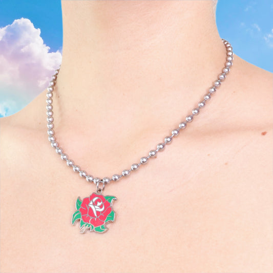 Love Rose Ball Chain Necklace