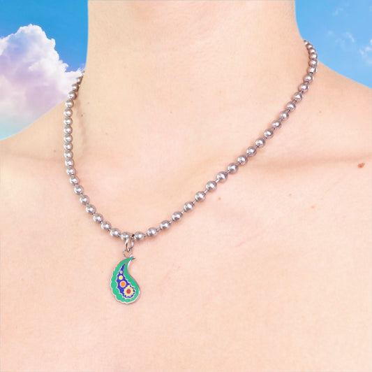 Amoeba Paisley Ball Chain Necklace