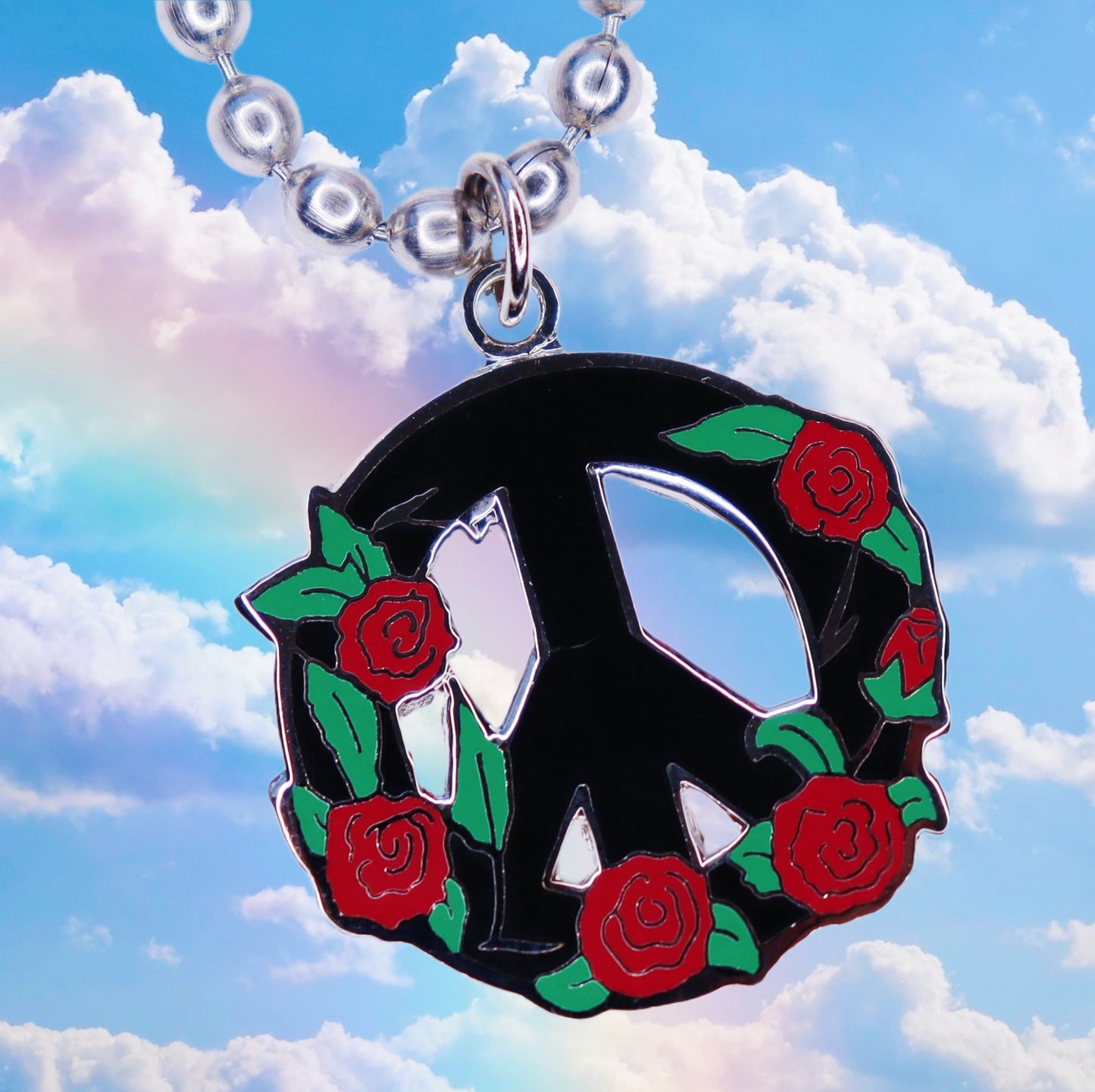 Peace Rose Ball Chain Necklace