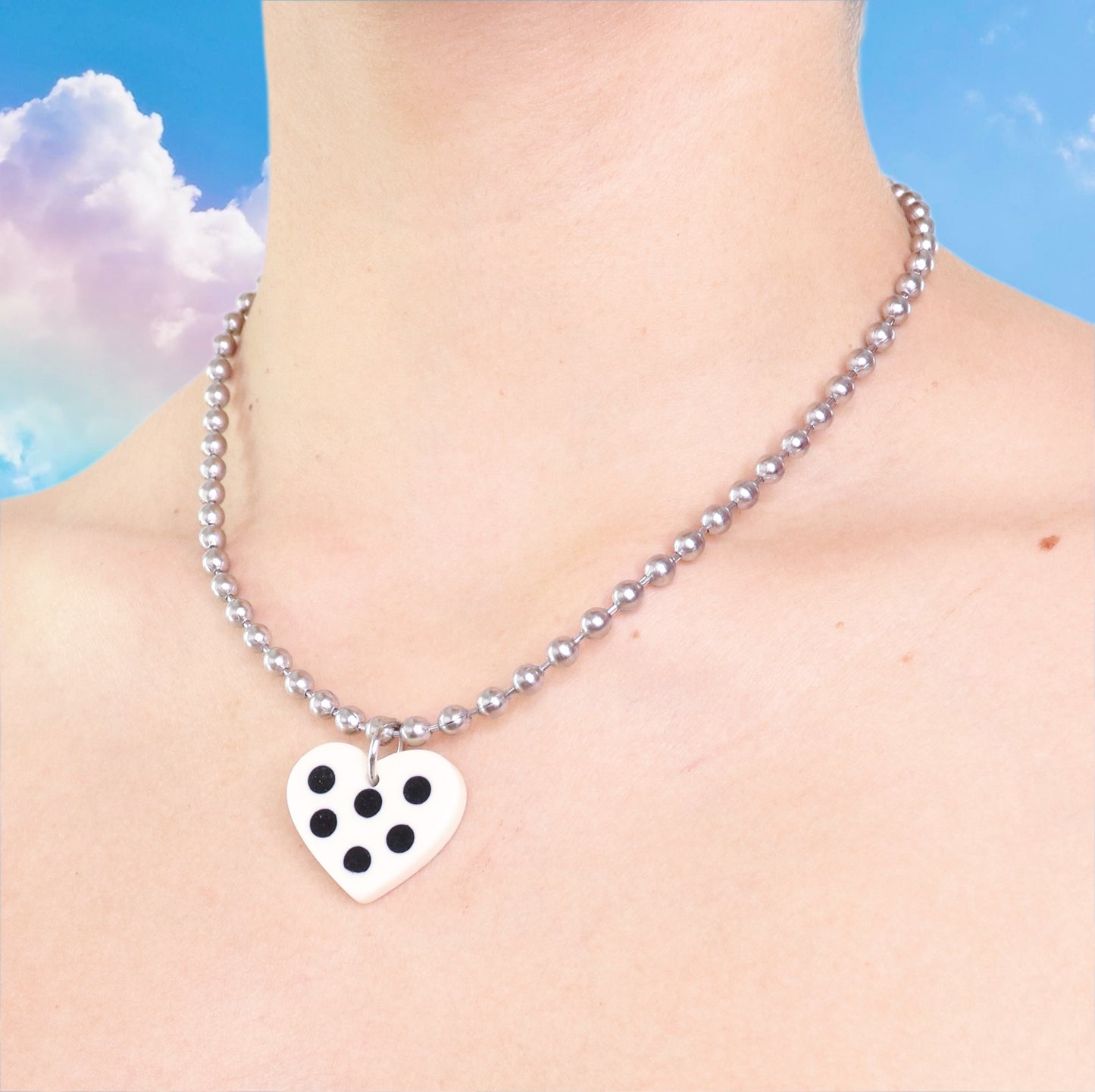 Dice Heart Ball Chain Necklace