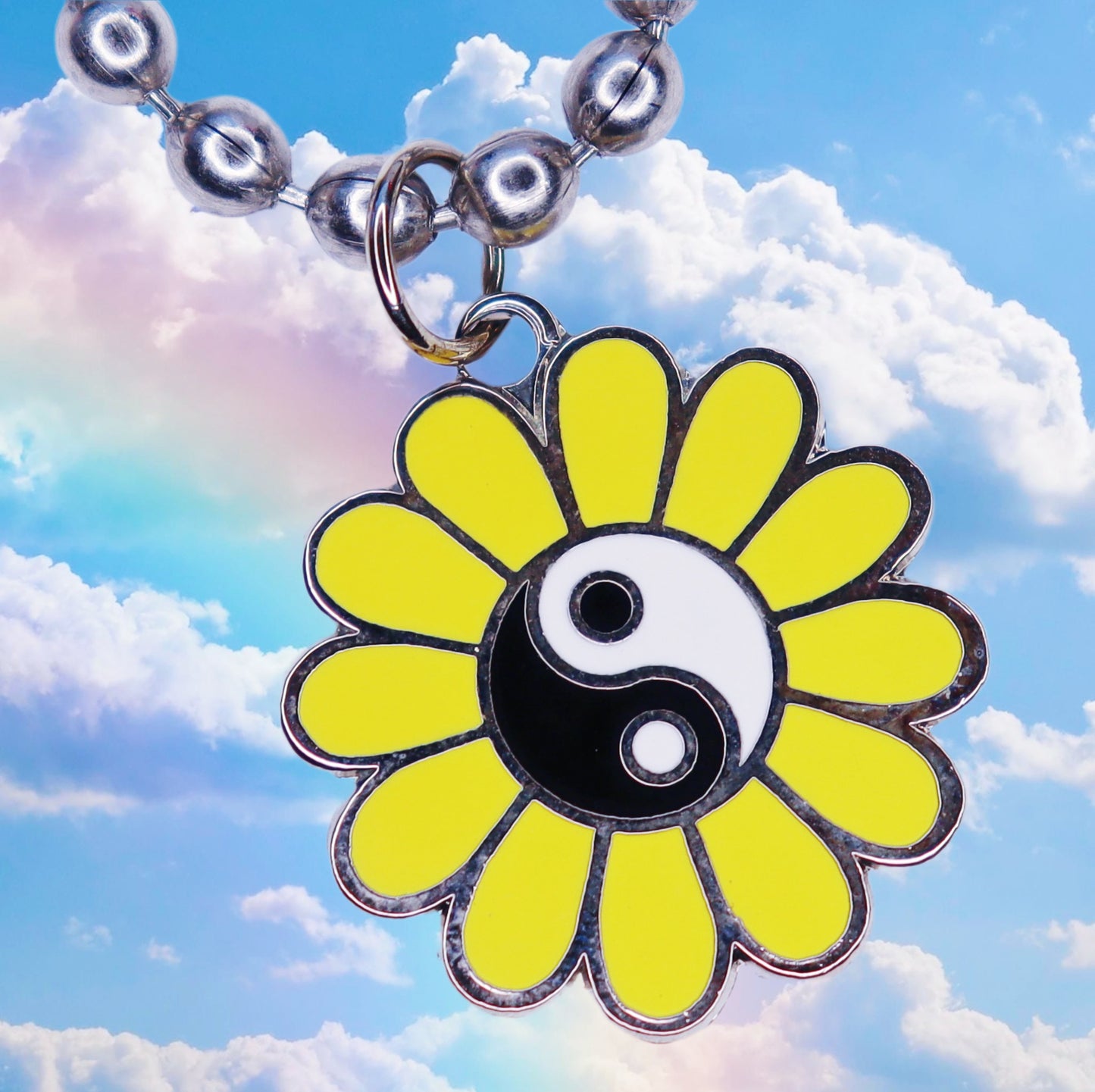 Yin Yang Daisy Ball Chain Necklace