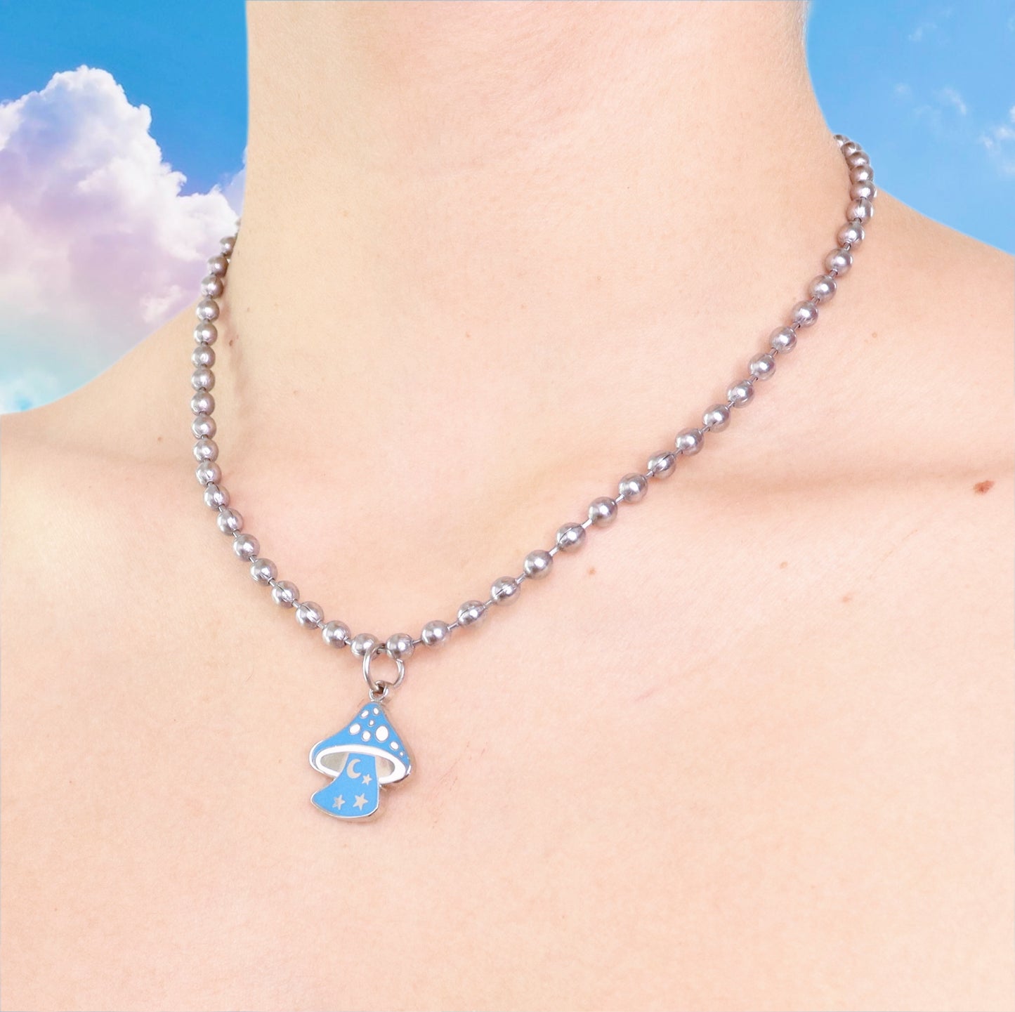 Celestial Shroom Ball Chain Necklace