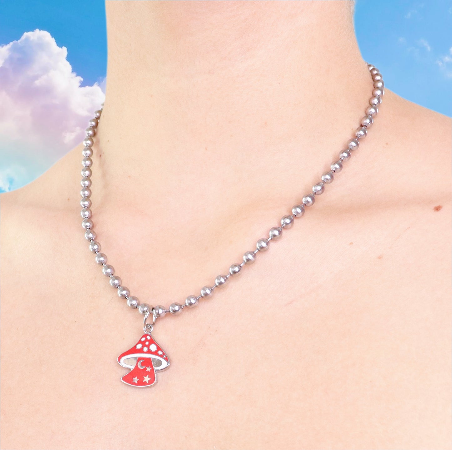 Celestial Shroom Ball Chain Necklace