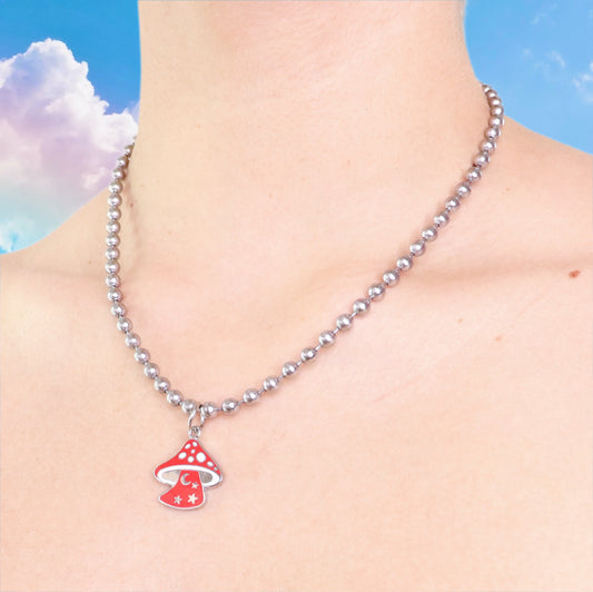 Celestial Shroom Ball Chain Necklace