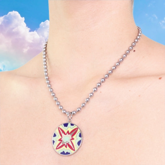 Psychedelic Flower Ball Chain Necklace