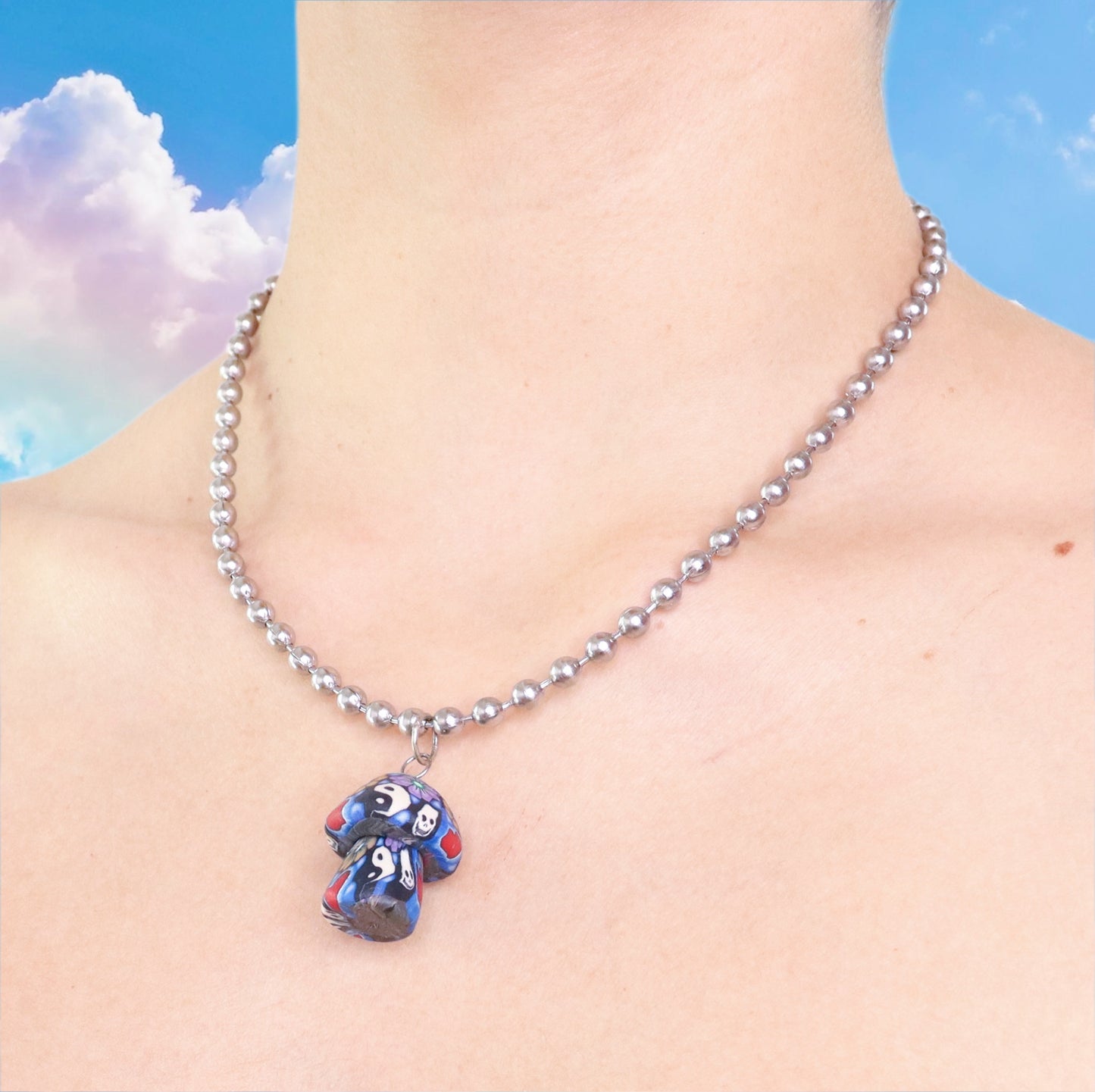 Psychedelic Mushroom Ball Chain Necklace