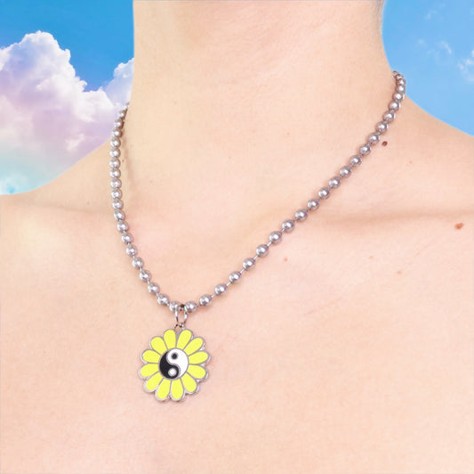 Yin Yang Daisy Ball Chain Necklace